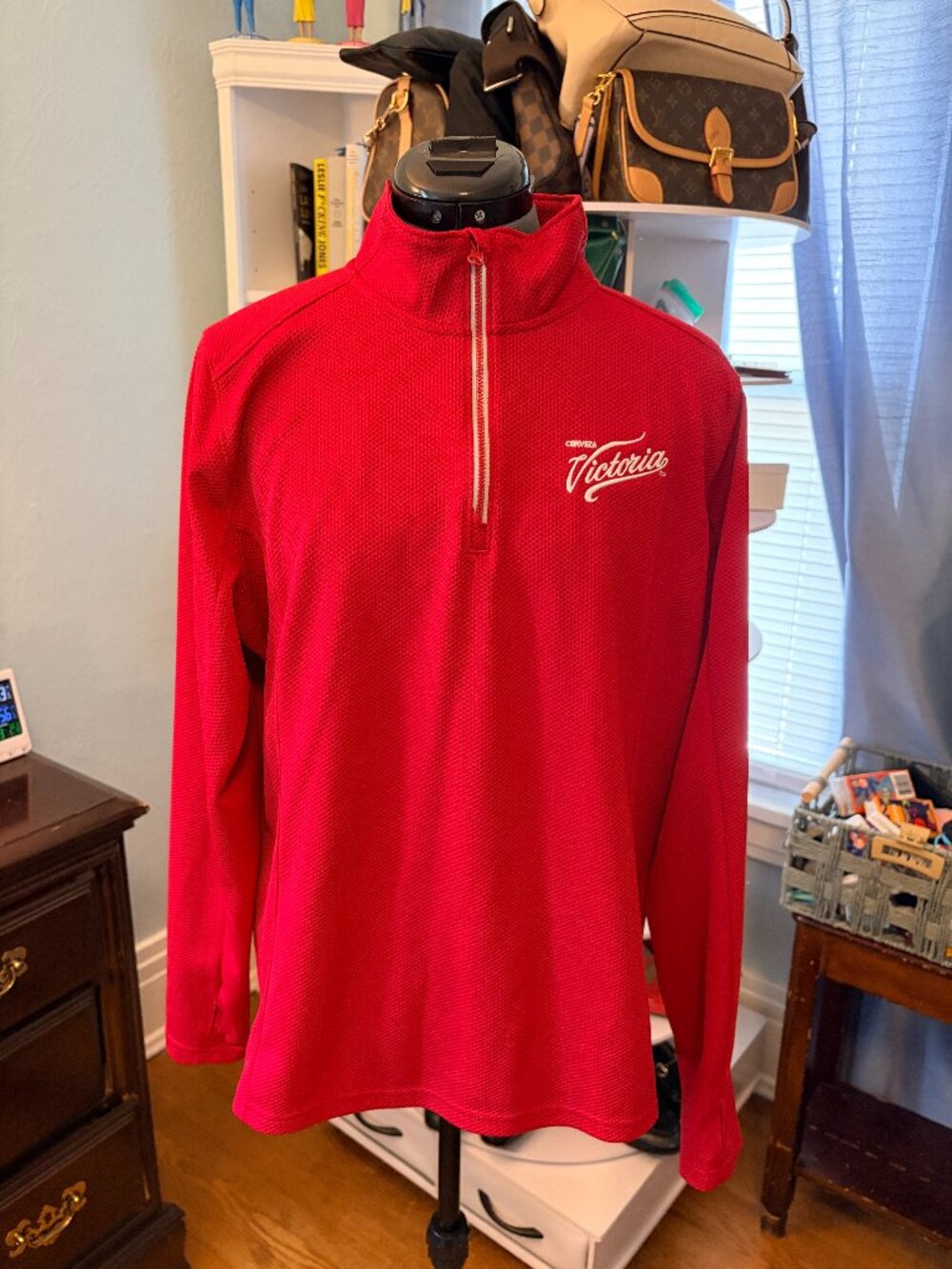 Sport-Tek Cerveza Victoria Red Quarter Zip Pullover Womens XL Athletic Golf Top